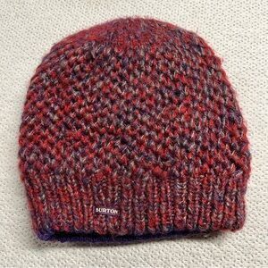 Burton Red Purple Ribbed Knit Wool Beanie One Size EUC
